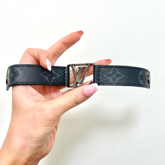 Louis Vuitton Black Monogram Eclipse Leather Hockenheim Cuff Bracelet - Picture 4 of 4